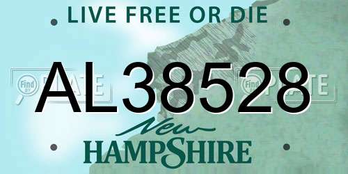 AL38528 New Hampshire License Plate