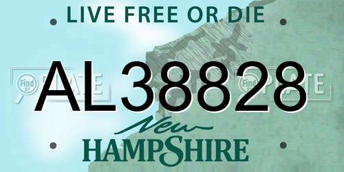 AL38828 New Hampshire License Plate