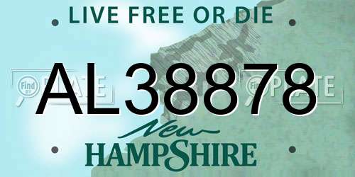 AL38878 New Hampshire License Plate