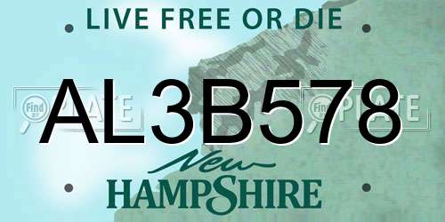 AL3B578 New Hampshire License Plate