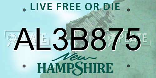AL3B875 New Hampshire License Plate