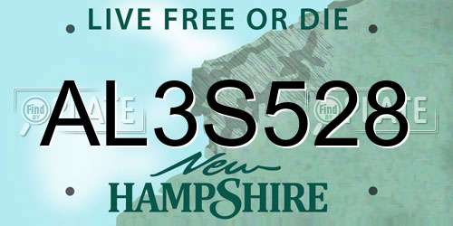 AL3S528 New Hampshire License Plate