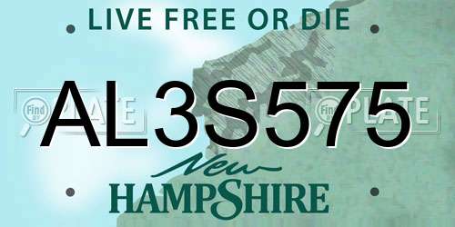 AL3S575 New Hampshire License Plate