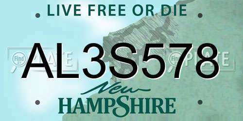 AL3S578 New Hampshire License Plate