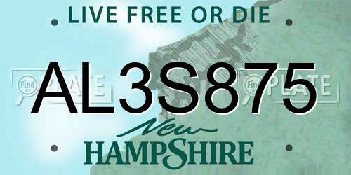 AL3S875 New Hampshire License Plate