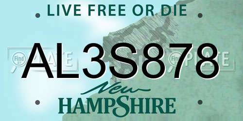 AL3S878 New Hampshire License Plate