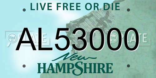 AL53000 New Hampshire License Plate