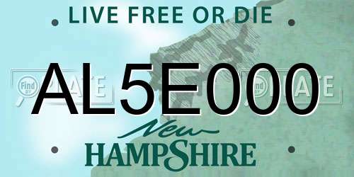 AL5E000 New Hampshire License Plate