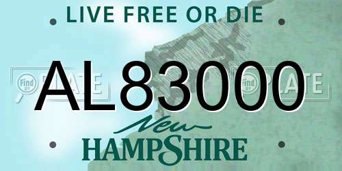 AL83000 New Hampshire License Plate