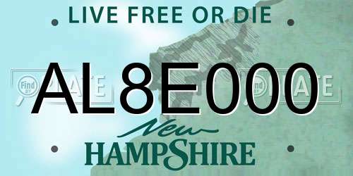 AL8E000 New Hampshire License Plate