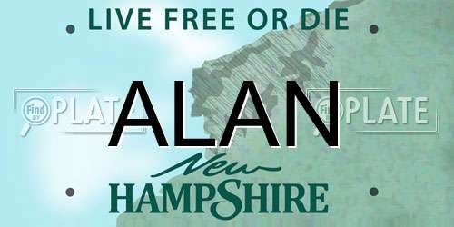 ALAN New Hampshire License Plate