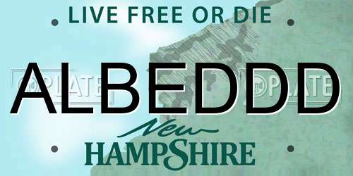 ALBEDDD New Hampshire License Plate