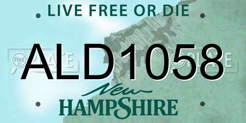 ALD1058 New Hampshire License Plate