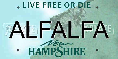 ALFALFA New Hampshire License Plate
