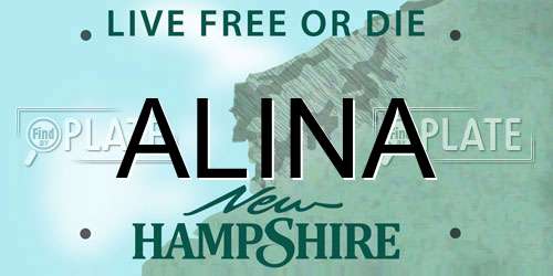 ALINA New Hampshire License Plate