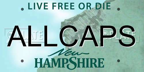 ALLCAPS New Hampshire License Plate
