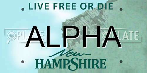 ALPHA New Hampshire License Plate