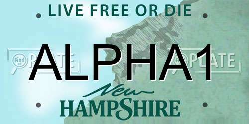 ALPHA1 New Hampshire License Plate