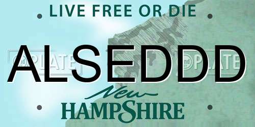 ALSEDDD New Hampshire License Plate