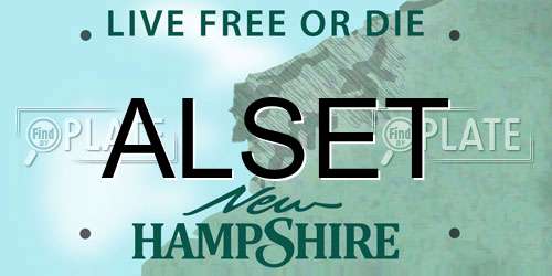 ALSET New Hampshire License Plate