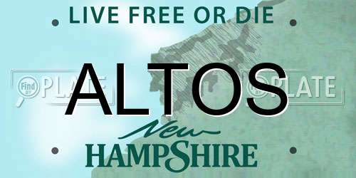 ALTOS New Hampshire License Plate