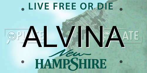 ALVINA New Hampshire License Plate