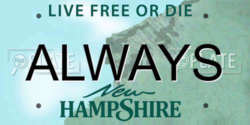 ALWAYS New Hampshire License Plate