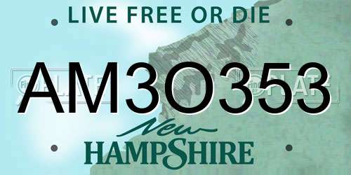 AM3O353 New Hampshire License Plate