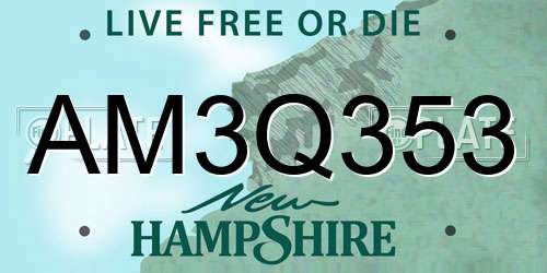 AM3Q353 New Hampshire License Plate