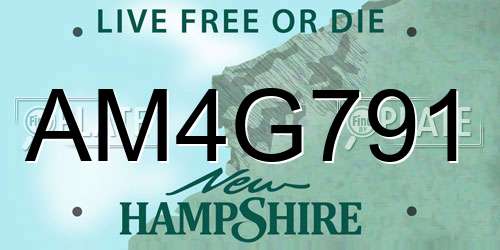 AM4G791 New Hampshire License Plate