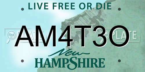 AM4T3O New Hampshire License Plate