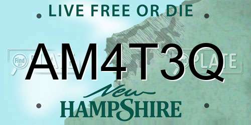 AM4T3Q New Hampshire License Plate
