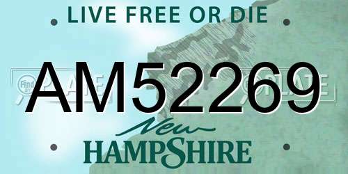 AM52269 New Hampshire License Plate