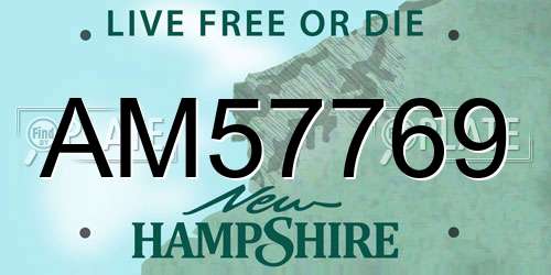 AM57769 New Hampshire License Plate