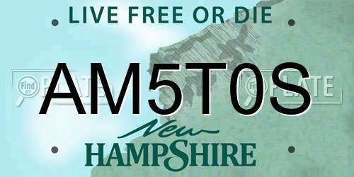 AM5T0S New Hampshire License Plate