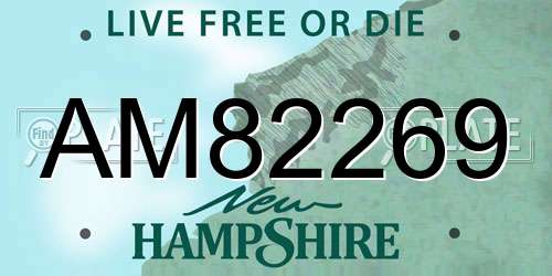 AM82269 New Hampshire License Plate