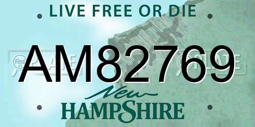 AM82769 New Hampshire License Plate