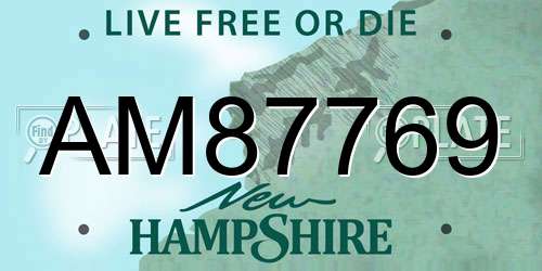 AM87769 New Hampshire License Plate