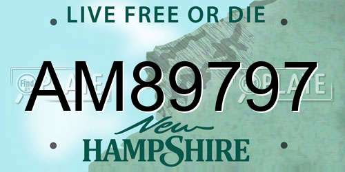 AM89797 New Hampshire License Plate