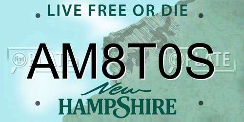 AM8T0S New Hampshire License Plate