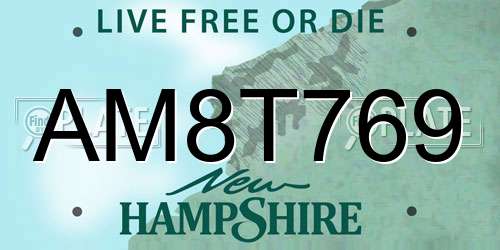 AM8T769 New Hampshire License Plate