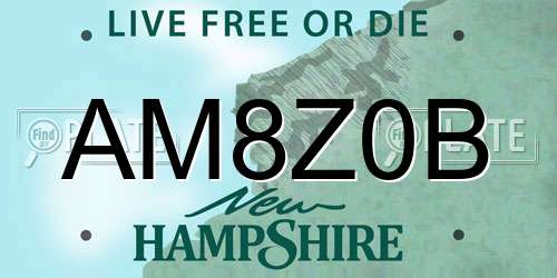 AM8Z0B New Hampshire License Plate