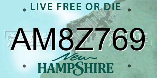 AM8Z769 New Hampshire License Plate