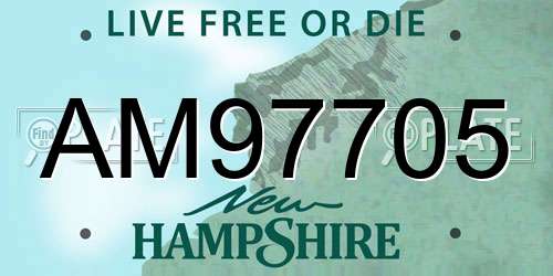 AM97705 New Hampshire License Plate