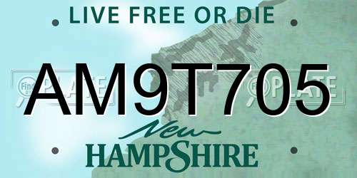 AM9T705 New Hampshire License Plate