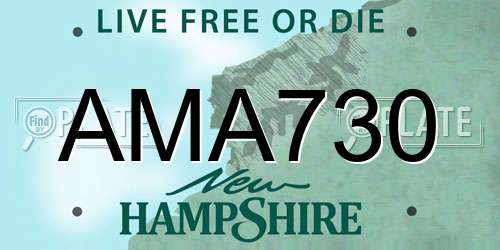 AMA730 New Hampshire License Plate