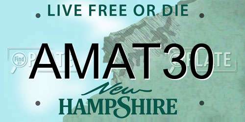AMAT30 New Hampshire License Plate