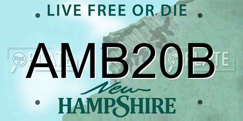 AMB20B New Hampshire License Plate