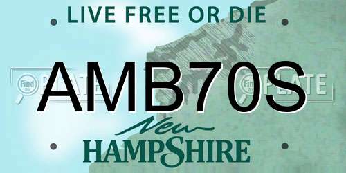 AMB70S New Hampshire License Plate
