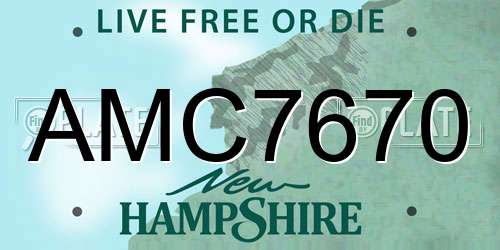 AMC7670 New Hampshire License Plate